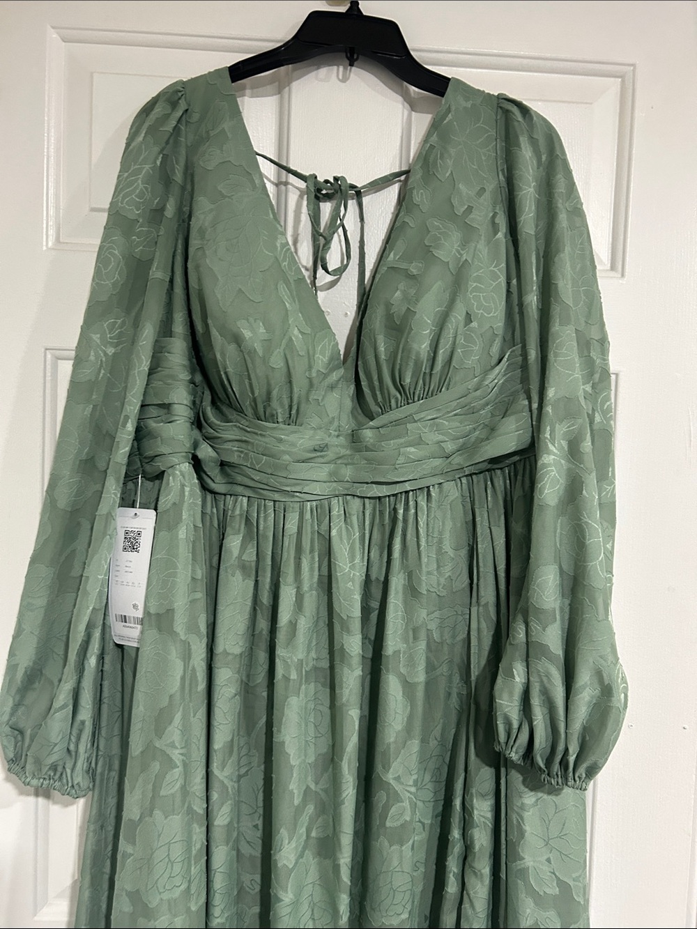 Matcha Green Long Sleeve V-Neck Bridesmaid Dress